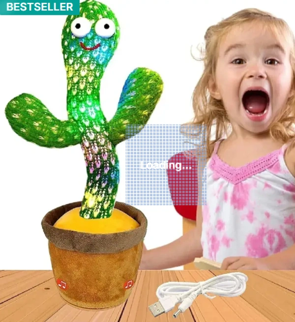 TAPUJI TAPUJI Dancing Cactus Repeats What You Say,Electronic Plush Toy with Lighting,Singing Cactus Recording and Repeat Your Words for Education Toys (Green)