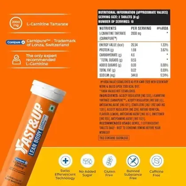 Fast & Up  Fast & Up Fast & Up Lean Body L-Carnitine 2000mg - Orange: 20 Unit - 20unit