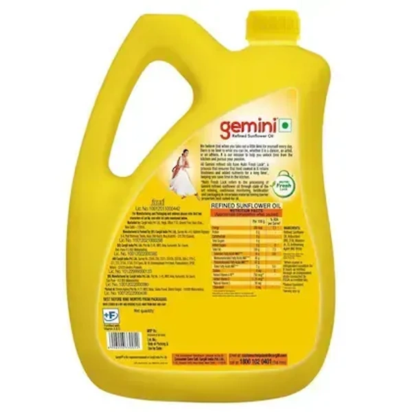 Gemini Refined Sunflower Oil: 4.35 kg - 4.35kg