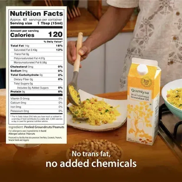 Gramiyaa Wood Cold Pressed Groundnut Oil (1 L): 910 g - 1L