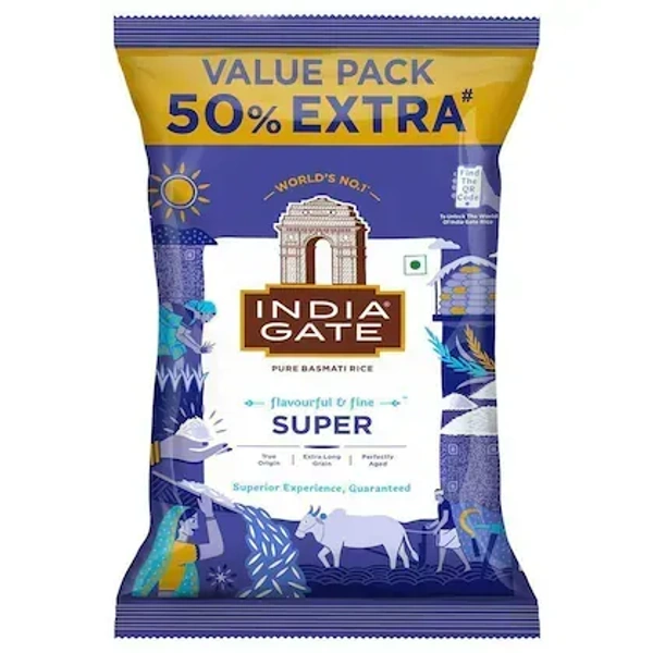 India Gate Super Basmati Rice: 1 kg - 1kg