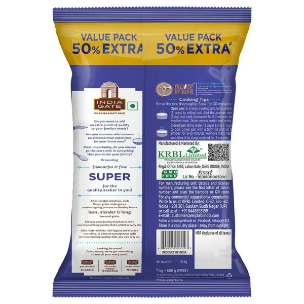 India Gate Super Basmati Rice: 1 kg - 1kg