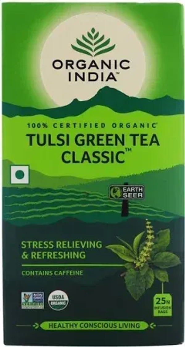 Organic India Tulsi Green Tea - Classic: 25 Tea-Bags - 25 Tea-Bags