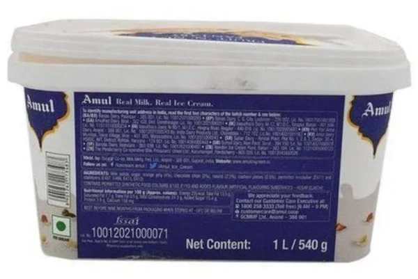 Amul Ice Cream Tub - Moroccan Dry Fruit: 1 L - 1l