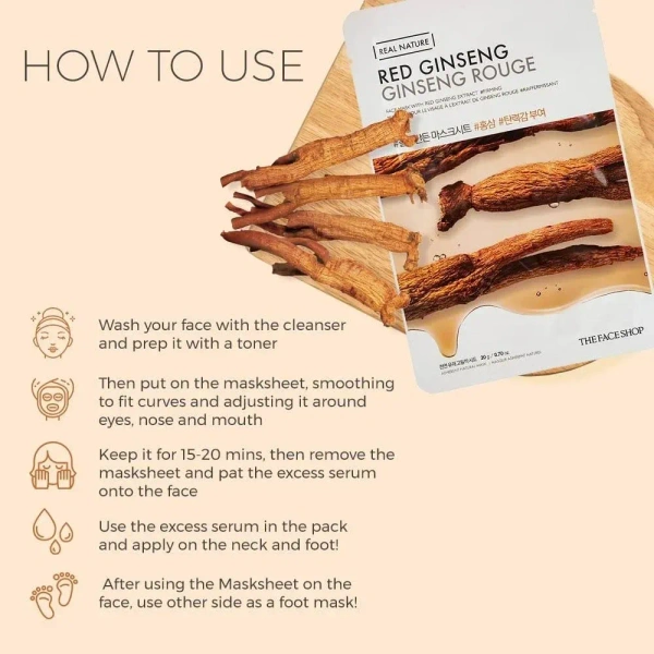 The Face Shop  The Face Shop Real Nature Ginseng Sheet Mask: 20 g - 20g