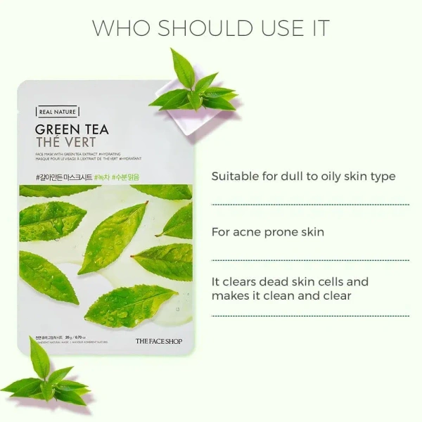 The Face Shop Real Nature Green Tea Sheet Mask: 20 g - 20 g