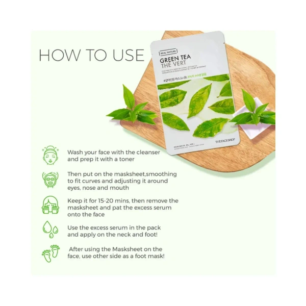 The Face Shop Real Nature Green Tea Sheet Mask: 20 g - 20 g