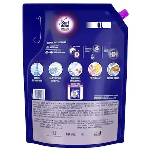 Surf Excel Surf Excel Matic Front Load Liquid Detergent: 6 L - 6L