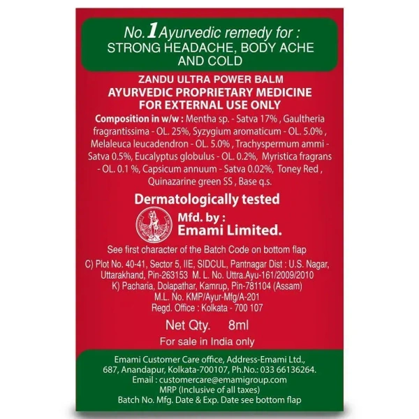 Zandu Zandu Balm Ultra Power: 8 ml - 8ml