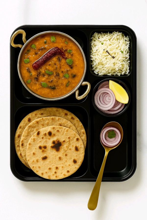 Dal Tadka + 3 Chapati Roti + Half Rice ( Combo Meal )