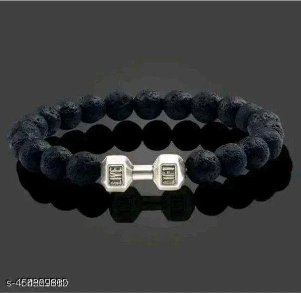 SBSONSCREATION Alloy Beads Silver Bracelet - Black, Free Size