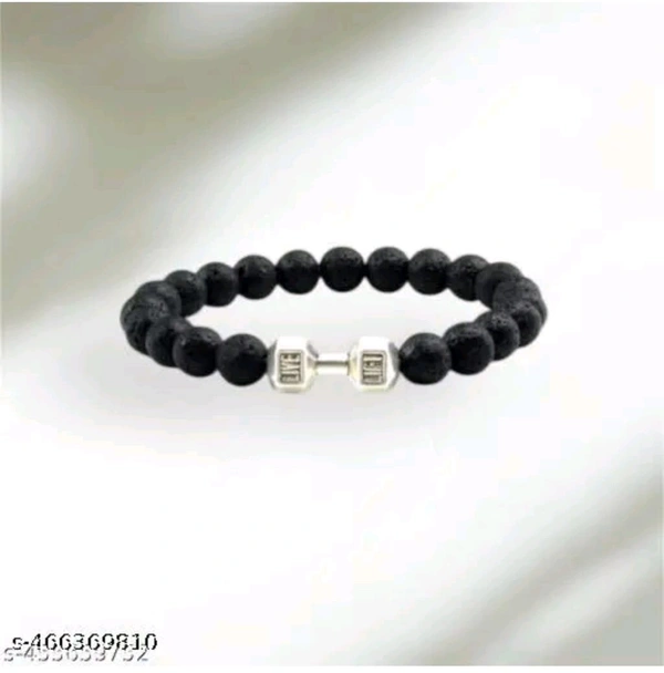 SBSONSCREATION Alloy Beads Silver Bracelet - Black, Free Size