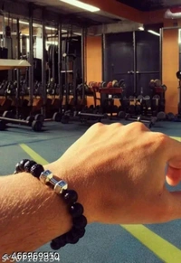 SBSONSCREATION Alloy Beads Silver Bracelet - Black, Free Size