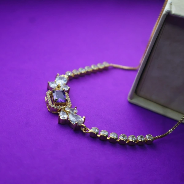 Elegant Bracelet with Amethyst & Cubic Zirconia Accents