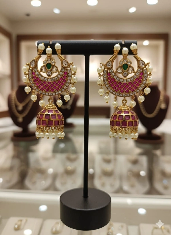 kempu chandbali earrings