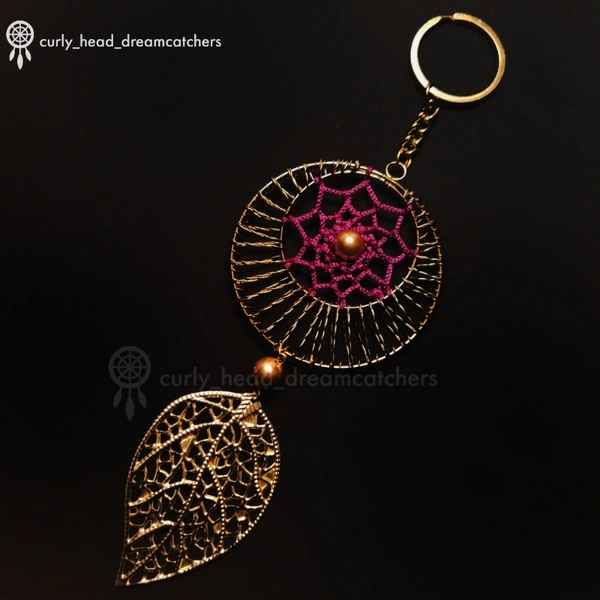 Dreamcatcher Keychain - Golden, Dark Pink, Golden