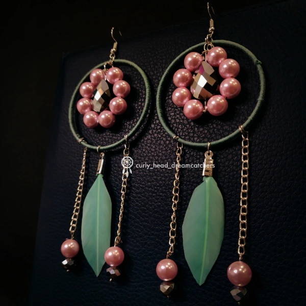Pastel Shade Earrings - Light Pink and Silver, Pista Green