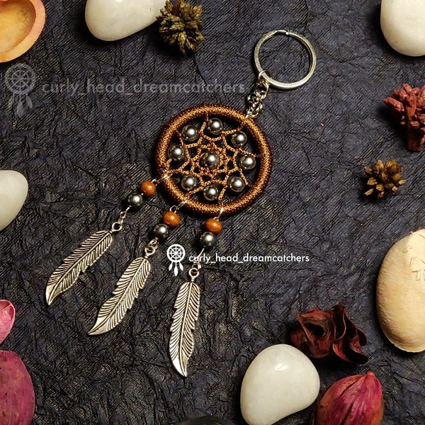 Dreamcatcher keychain - Brown, Silver, Silver