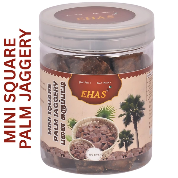 EHAS Mini Square Palm Jaggery - 300g | Natural Sweetener for Tea, Coffee, Milk, Sweets & Bakery | Rich in Calcium, Iron & Energy | Healthy Alternative to Sugar
