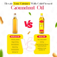 EHAS Cold-Pressed Groundnut Oil – 100% Pure, Unrefined & Chemical-Free | Rich in Vitamin E, Omega-6 & Antioxidants | Ideal for Frying, Roasting & Heart Health | No Trans Fat, No Preservatives - 1000ML