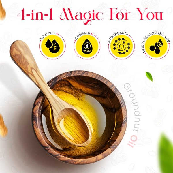 EHAS Cold-Pressed Groundnut Oil – 100% Pure, Unrefined & Chemical-Free | Rich in Vitamin E, Omega-6 & Antioxidants | Ideal for Frying, Roasting & Heart Health | No Trans Fat, No Preservatives - 1000ML