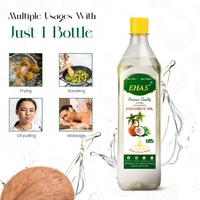 EHAS Premium Cold-Pressed Coconut Oil - 100% Pure, Natural, Unrefined | Rich in Taste & Nutrition | Ideal for Cooking, Hair Care, Skin & Oral Hygiene | No Chemicals, No Additives - 1000ML