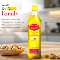 EHAS Cold-Pressed Groundnut Oil – 100% Pure, Unrefined & Chemical-Free | Rich in Vitamin E, Omega-6 & Antioxidants | Ideal for Frying, Roasting & Heart Health | No Trans Fat, No Preservatives - 1000ML