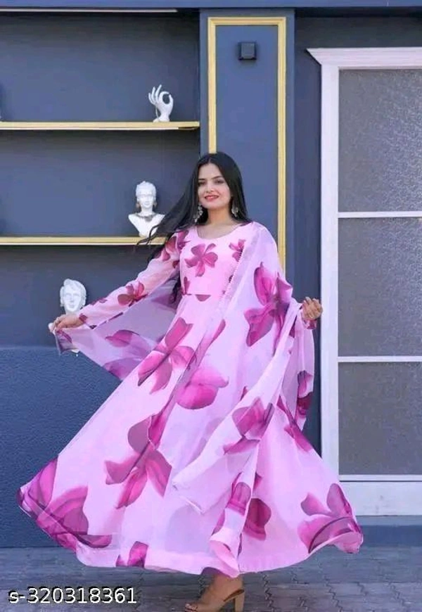 🌸 Product Name:
Women's Stylish Floral Printed Long Gown with Dupatta
- Magenta / Fuchsia, S