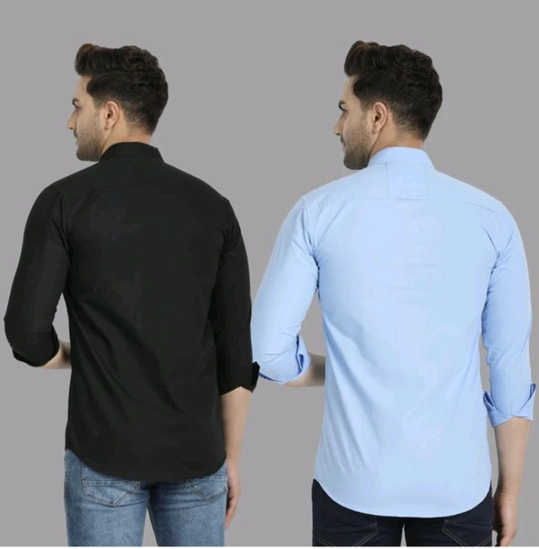 Men Solid Casual Black Blue - Black, XL