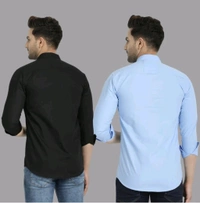 Men Solid Casual Black Blue - Blue, L