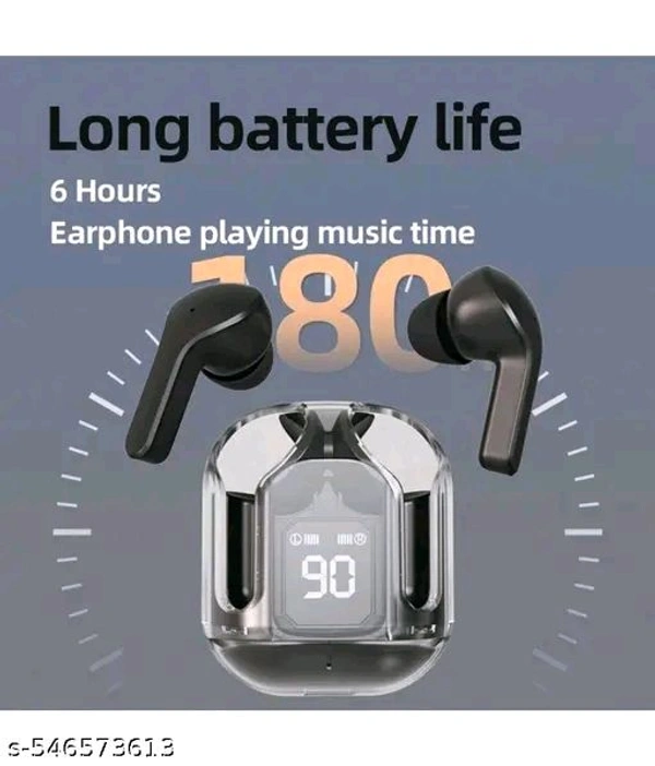 GWALBROS ULTRA PODS, AIRPODS with 40 Hours Playback and transparent Display_2 Bluetooth Gaming Headset (BLACK, In the Ear) - Black