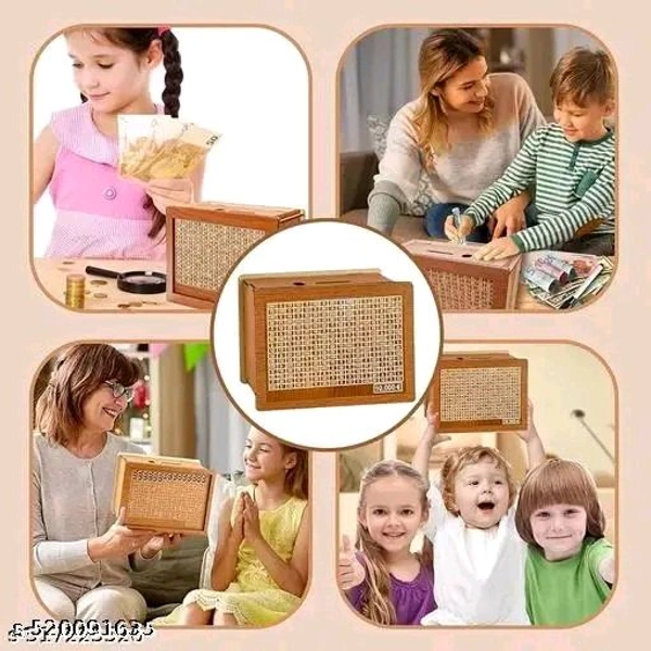 Kishucraft Designer Money Saving Piggy Bank (Gullak_02) (17 cm X 24 cm, Brown)