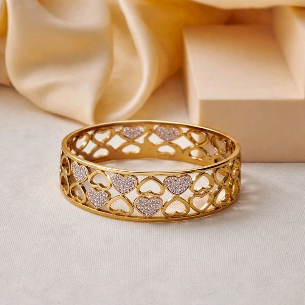 Golden Infinity Hearts Crystal Bangle ( Premium Metal Bracelet )