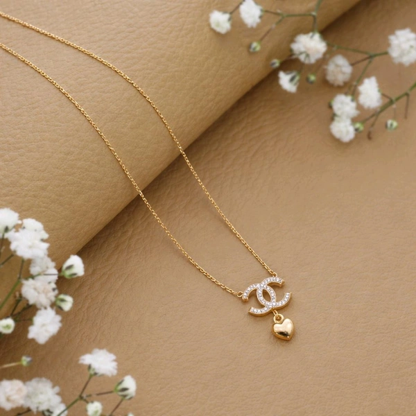 Iconic Crystal Charm Necklace with Heart Pendant ( Premium Pendant Chain )