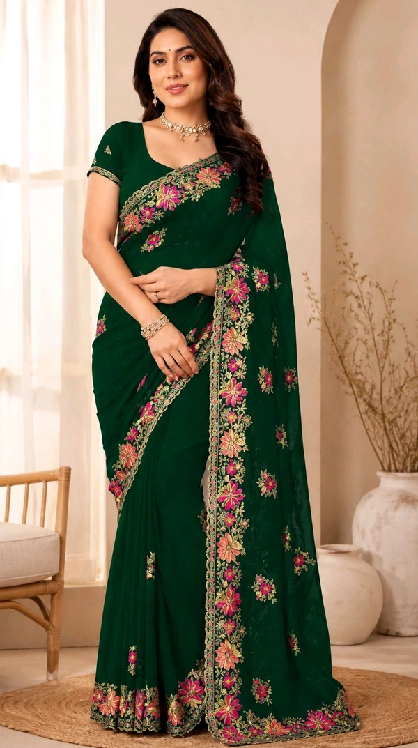Women Embroidered Bollywood saree ( Sadi )