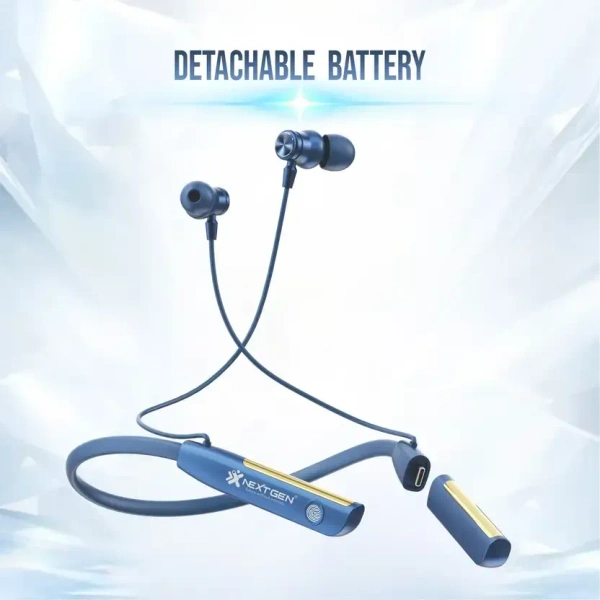 NEXTGEN 300 HRS music Detachable extra battery, Touch panel control Bluetooth Neckband Bluetooth  (Blue, True Wireless)