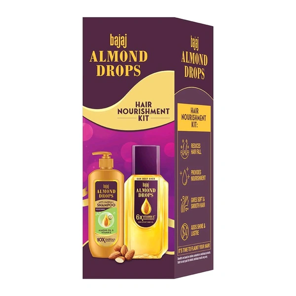 G RAMA Free Home π‘ Delivery π Bajaj Almond Drops Hair Nourishment Kit with 350ML Hair Oil & 340ML Shampoo for Hairfall Reduction & Soft Shiny Hair