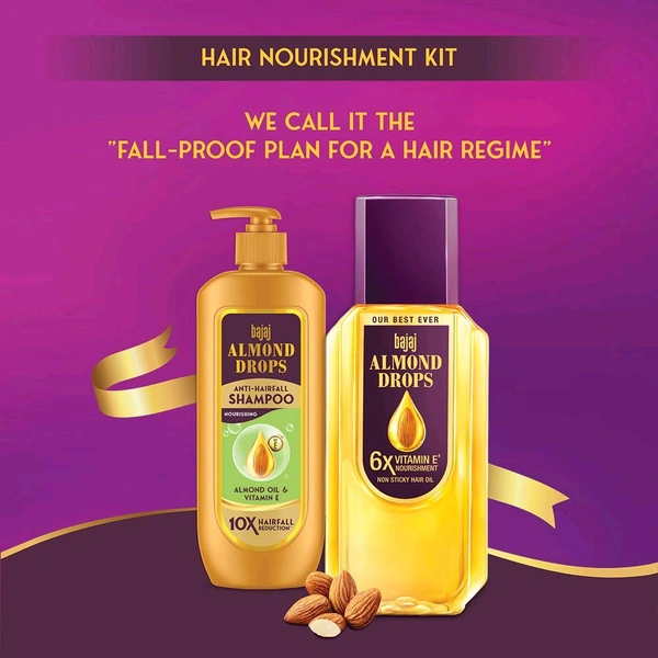G RAMA Free Home π‘ Delivery π Bajaj Almond Drops Hair Nourishment Kit with 350ML Hair Oil & 340ML Shampoo for Hairfall Reduction & Soft Shiny Hair