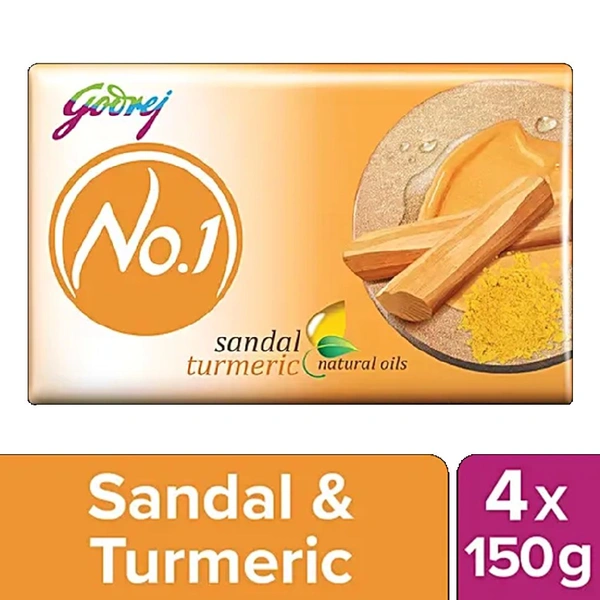 G RAMA Free Home π‘ Delivery π Godrej No.1 Sandal & Turmeric Bathing Soap, 150 g (Pack of 4)