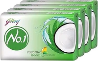 G RAMA Free Home 🏡 Delivery 🚚 Godrej No. 1 Bathing Soap Coconut & Neem – Grade 1 Soap & Long-lasting Fragrance, Combo Pack of 4 (100g each)