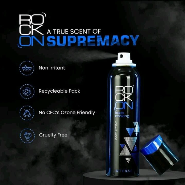 Body Spray - For Men & Women ROCK ON Intense Deodrant | Unisex Body Spray | Long-Lasting Deo for Men & Women Body Spray - For Men & Women (150 ml)