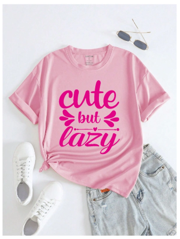 "Cute But Lazy" TShirt - M, Pink