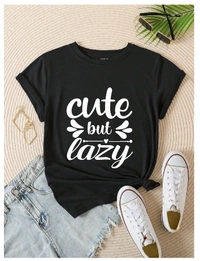 "Cute But Lazy" TShirt - M, Pink