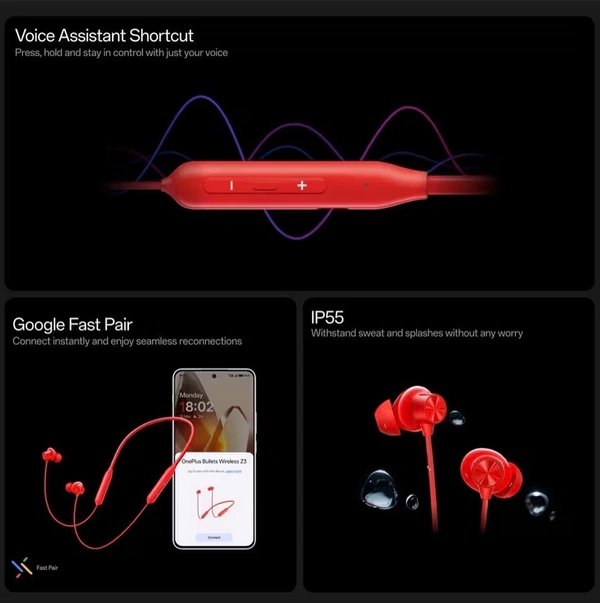 OnePlus Bullets Wireless Z3 in-Ear Neckband with 12.4mm Drivers, 3D Spatial Audio, 10 mins Charge for 27 hrs Playback, Al Call Noise Cancellation,-Mambo Midnight
