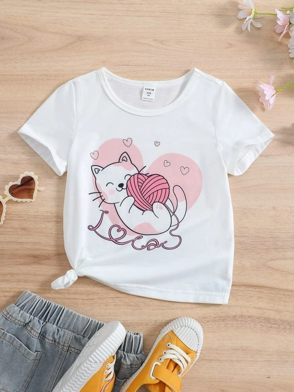 Yarn Love Kitty Tshirt - M, Pink