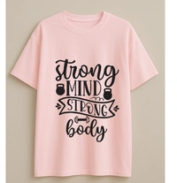 "Strong Mind, Strong Body" Fitness Tshirt - M, Pink