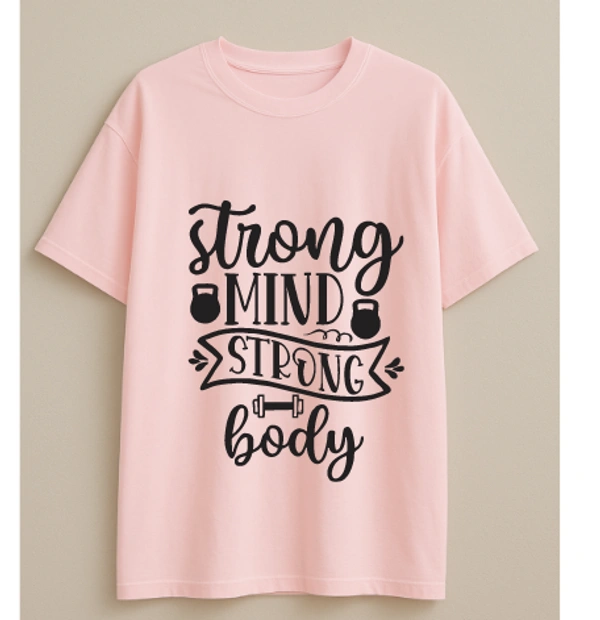 "Strong Mind, Strong Body" Fitness Tshirt - M, Pink