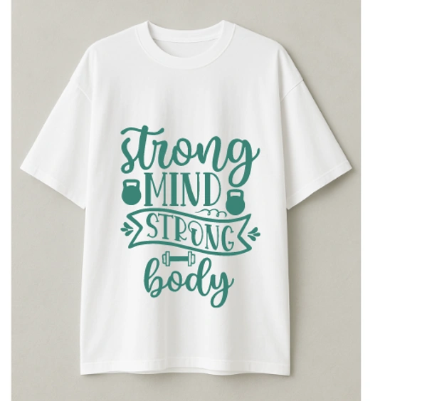"Strong Mind, Strong Body" Fitness Tshirt - M, Pink