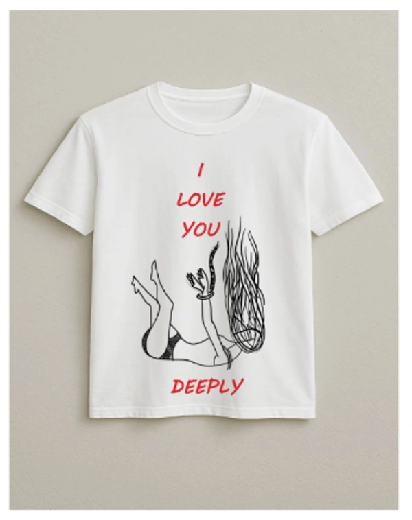 I Love You Deeply” Artistic Tshirt - S, White