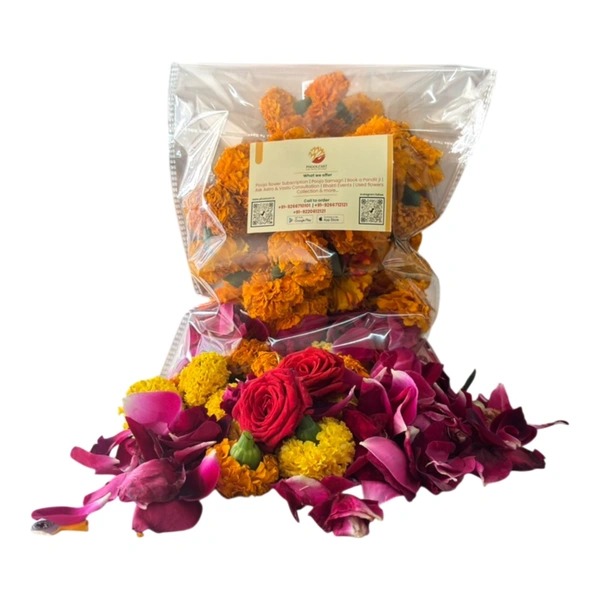 Aadi - Small Mala + Mix Flower - Quarterly, 1 mala + 50 grams loose flowers